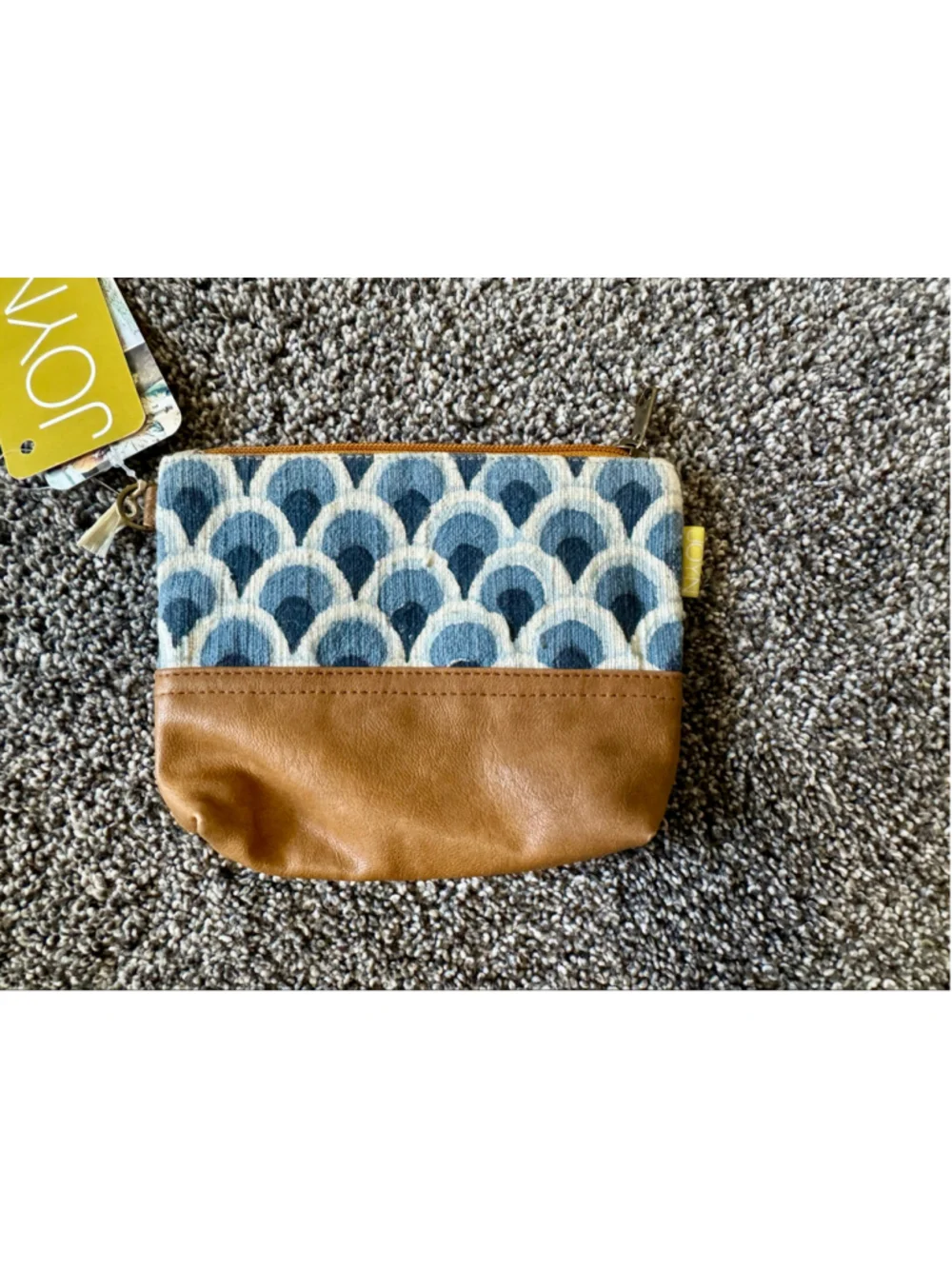 Women's JOYN Blue & Brown Patterned Cotton Cosmetic/Accessory Pouch NWT